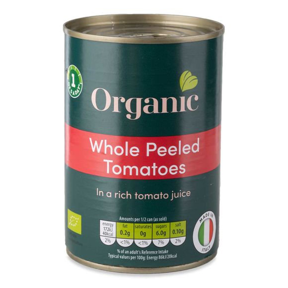 Whole Peeled Tomatoes In A Rich Tomato Juice 400g Organic